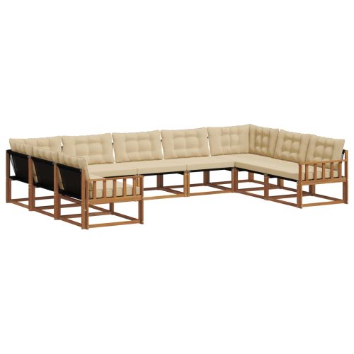 Комплект дивани за открито 9 pcs Натурален и Бежов