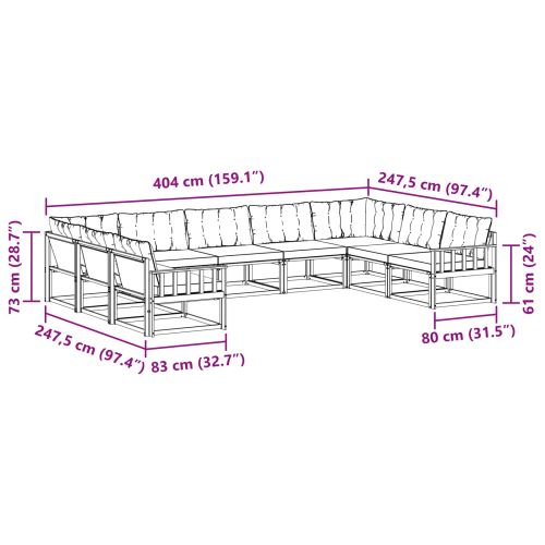 Комплект дивани за открито 9 pcs Натурален и Бежов