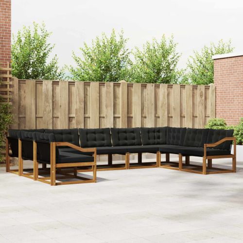 Комплект дивани за открито 9 pcs Естествено и черно