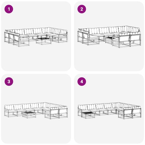 Комплект дивани за открито 10 pcs Естествено и черно