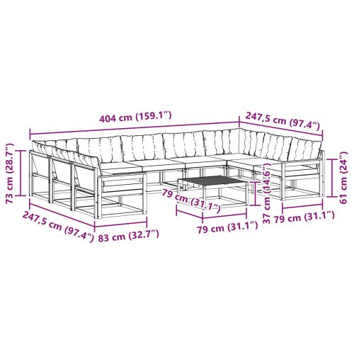 Комплект дивани за открито 10 pcs Естествено и черно