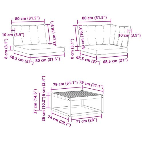 Комплект дивани за открито 10 pcs Естествено и черно