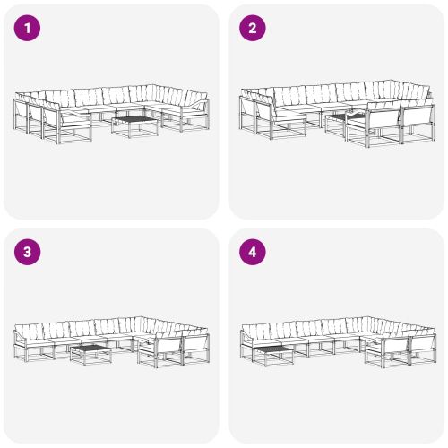 Комплект дивани за открито 10 pcs Натурален и Крема