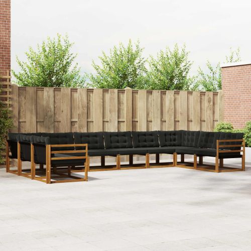 Комплект дивани за открито 10 pcs Естествено и черно