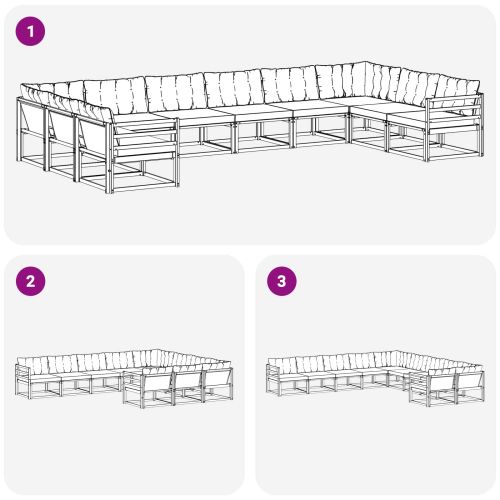 Комплект дивани за открито 10 pcs Натурален и Бежов