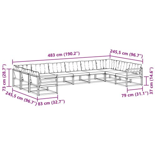 Комплект дивани за открито 10 pcs Натурален и Бежов