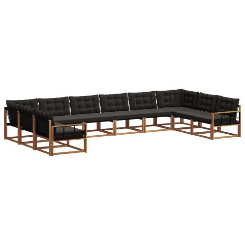 Комплект дивани за открито 10 pcs Естествено и черно