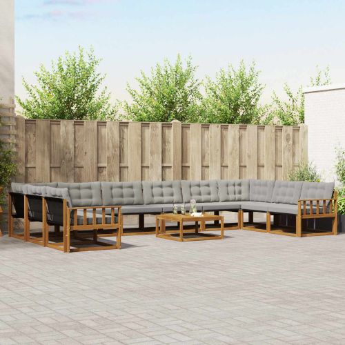 Комплект дивани за открито 11 pcs Естествено и светло сиво