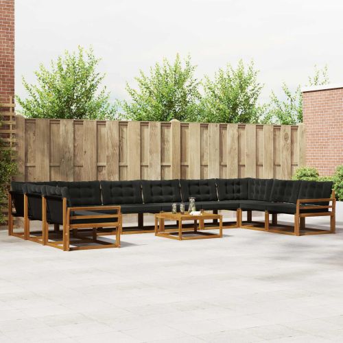 Комплект дивани за открито 11 pcs Естествено и черно