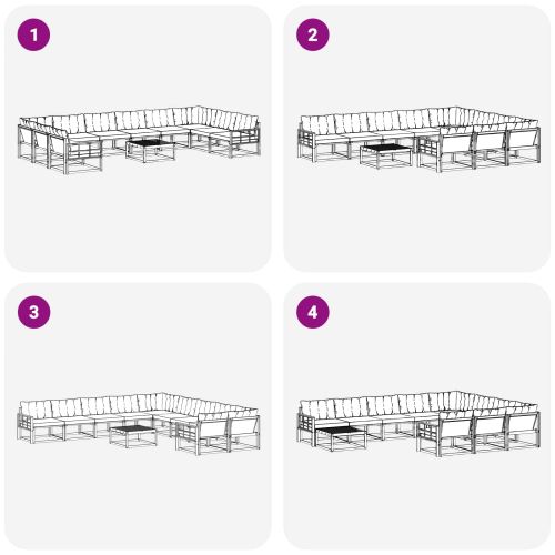 Комплект дивани за открито 11 pcs Натурален и Крема