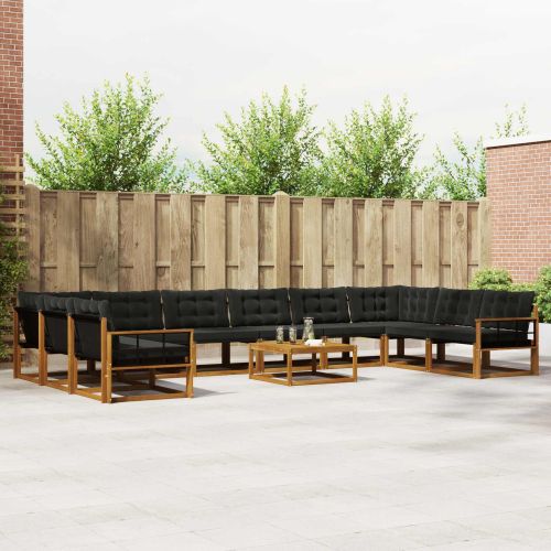 Комплект дивани за открито 11 pcs Естествено и черно