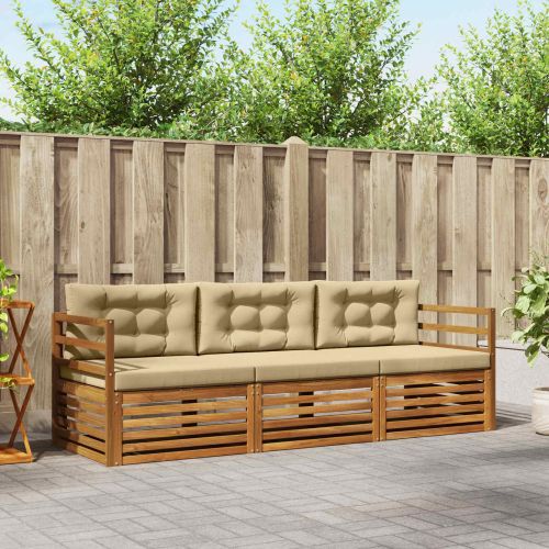 Комплект дивани за открито 3 pcs Натурален и Бежов