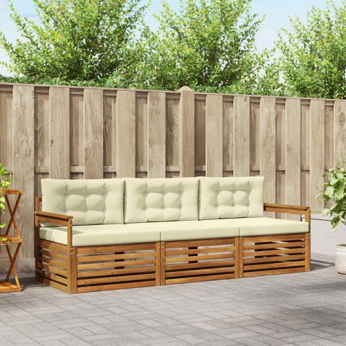 Комплект дивани за открито 3 pcs Натурален и Крема