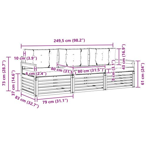 Комплект дивани за открито 3 pcs Натурален и Бежов