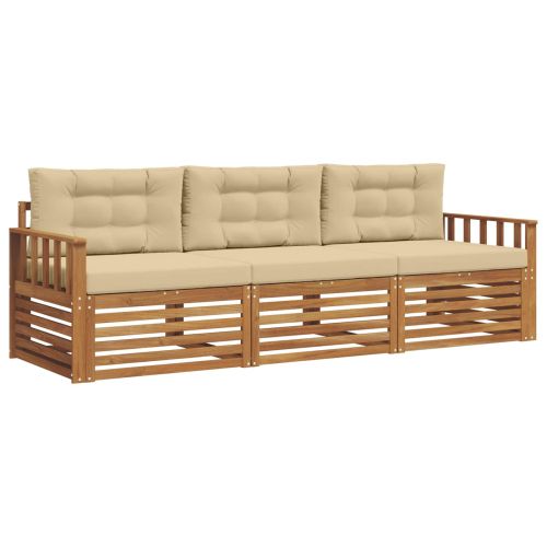 Комплект дивани за открито 3 pcs Натурален и Бежов