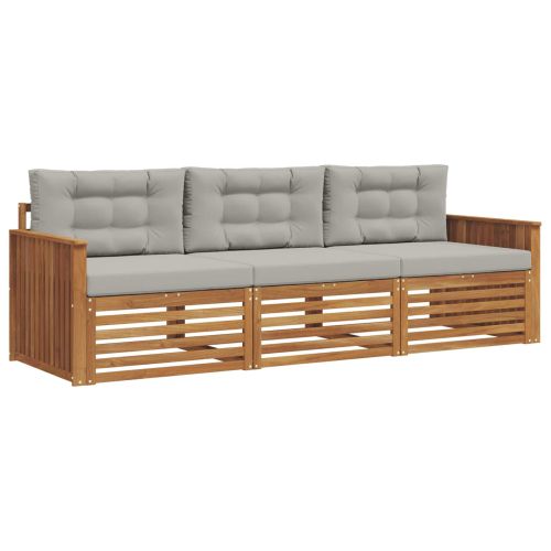 Комплект дивани за открито 3 pcs Естествено и светло сиво