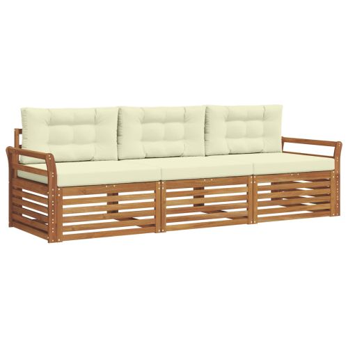 Комплект дивани за открито 3 pcs Натурален и Крема