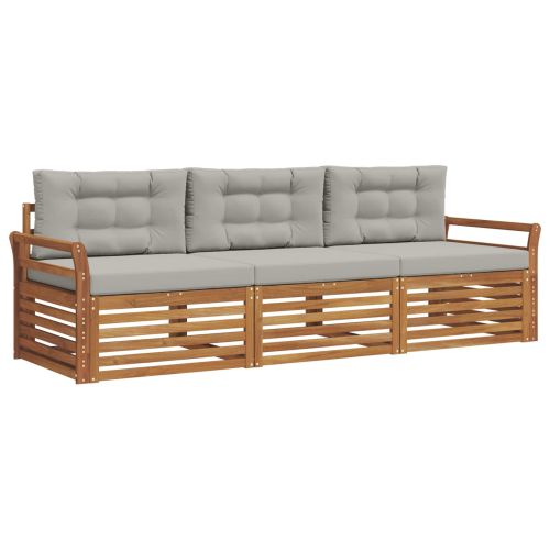 Комплект дивани за открито 3 pcs Естествено и светло сиво