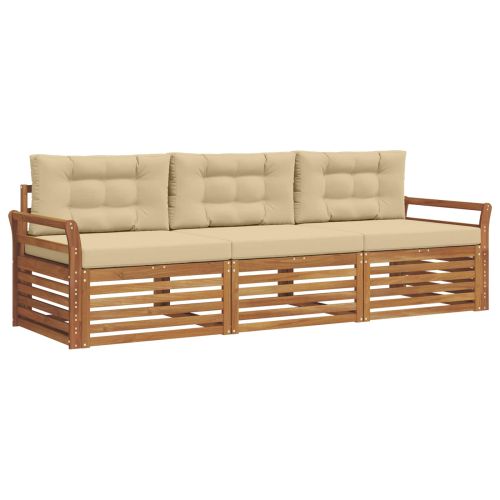 Комплект дивани за открито 3 pcs Натурален и Бежов