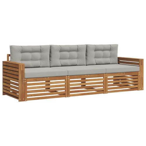 Комплект дивани за открито 3 pcs Естествено и светло сиво