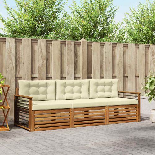 Комплект дивани за открито 3 pcs Натурален и Крема