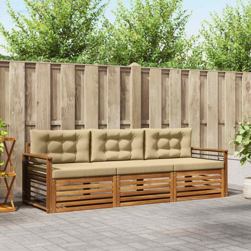 Комплект дивани за открито 3 pcs Натурален и Бежов