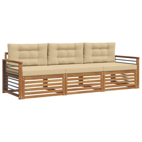 Комплект дивани за открито 3 pcs Натурален и Бежов