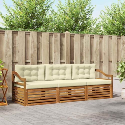 Комплект дивани за открито 3 pcs Натурален и Крема