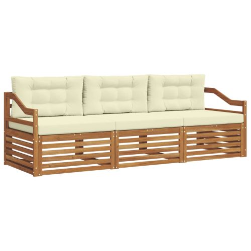 Комплект дивани за открито 3 pcs Натурален и Крема