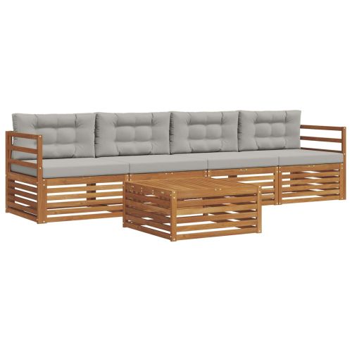 Комплект дивани за открито 5 pcs Естествено и светло сиво