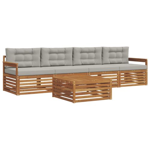 Комплект дивани за открито 5 pcs Естествено и светло сиво