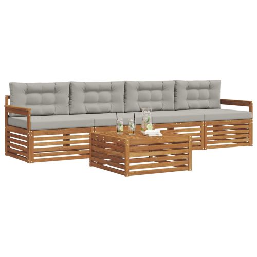 Комплект дивани за открито 5 pcs Естествено и светло сиво