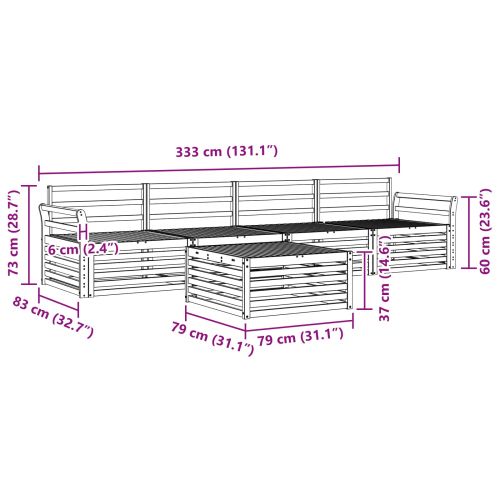 Комплект дивани за открито 5 pcs Естествен