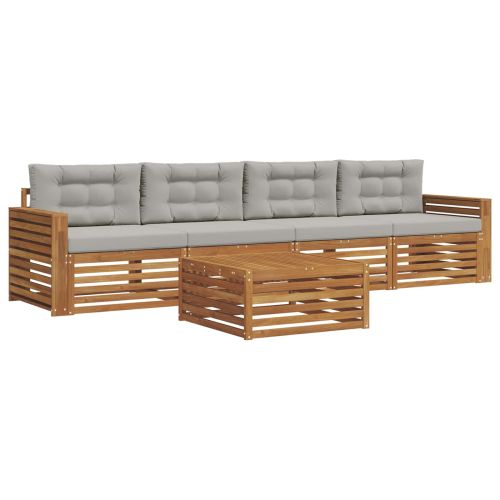 Комплект дивани за открито 5 pcs Естествено и светло сиво