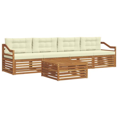 Комплект дивани за открито 5 pcs Натурален и Крема