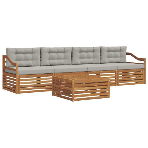 Комплект дивани за открито 5 pcs Естествено и светло сиво