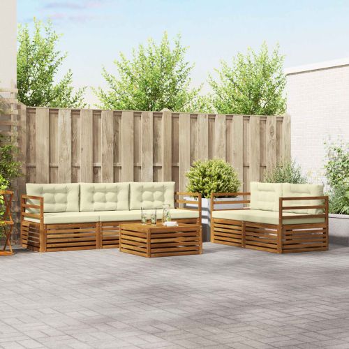 Комплект дивани за открито 6 pcs Натурален и Крема