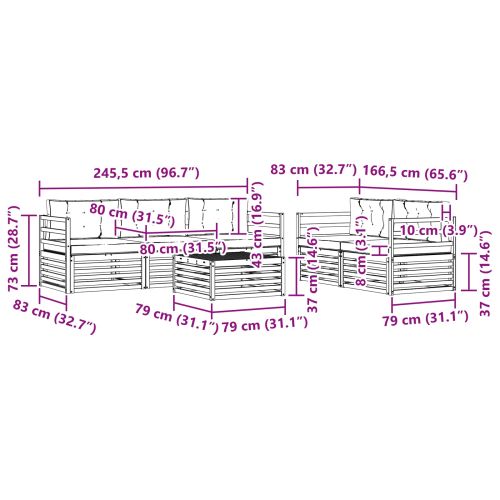 Комплект дивани за открито 6 pcs Натурален и Крема
