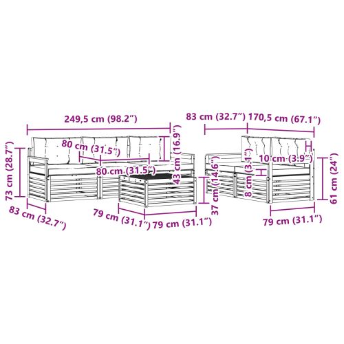 Комплект дивани за открито 6 pcs Естествено и светло сиво