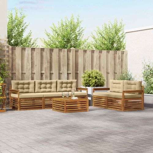 Комплект дивани за открито 6 pcs Натурален и Бежов