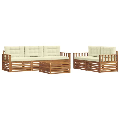 Комплект дивани за открито 6 pcs Натурален и Крема