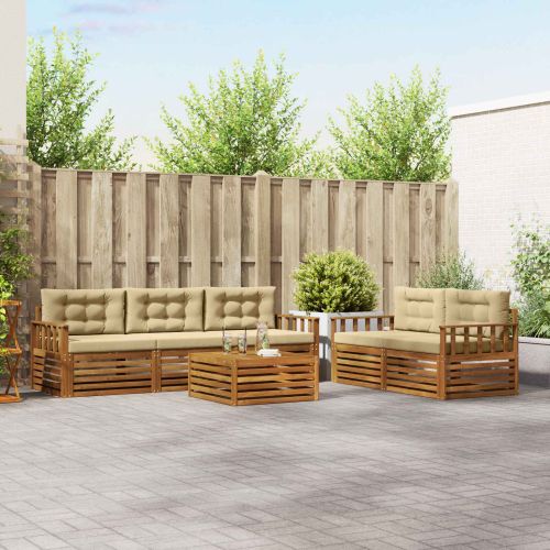Комплект дивани за открито 6 pcs Натурален и Бежов