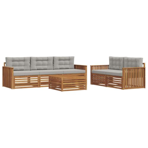 Комплект дивани за открито 6 pcs Естествено и светло сиво