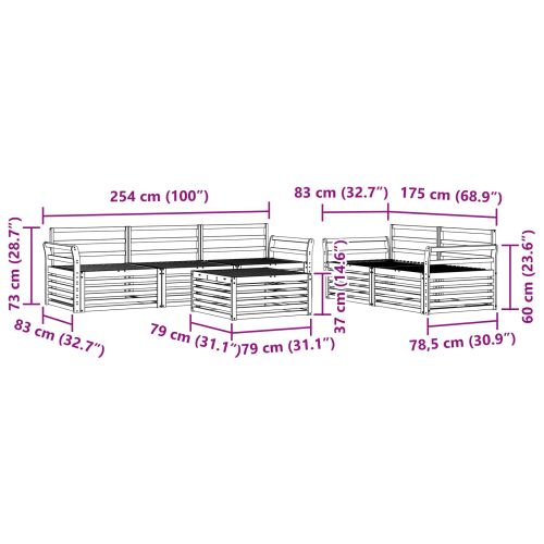 Комплект дивани за открито 6 pcs Естествен