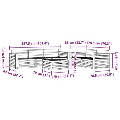 Комплект дивани за открито 6 pcs Естествен