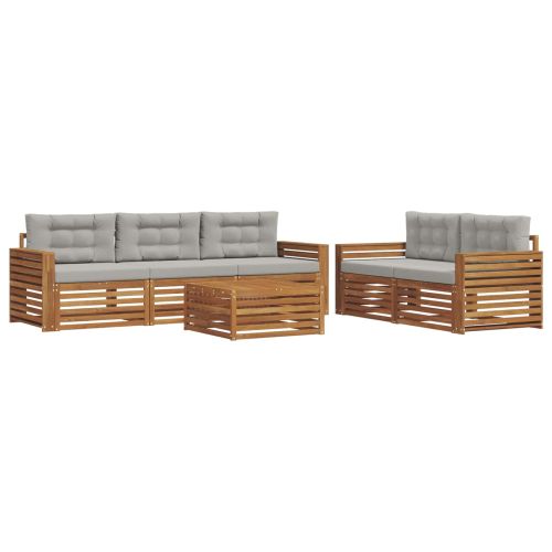 Комплект дивани за открито 6 pcs Естествено и светло сиво