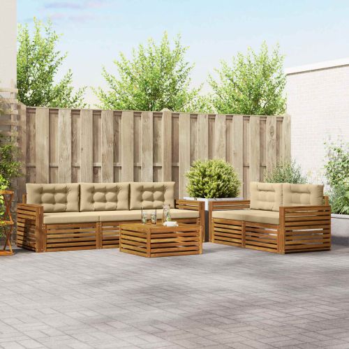 Комплект дивани за открито 6 pcs Натурален и Бежов