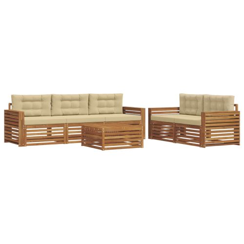 Комплект дивани за открито 6 pcs Натурален и Бежов