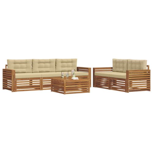 Комплект дивани за открито 6 pcs Натурален и Бежов