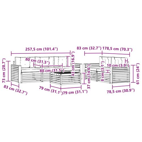 Комплект дивани за открито 6 pcs Натурален и Бежов